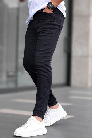 Черные мужские джинсовые брюки скинни из лайкры 6302