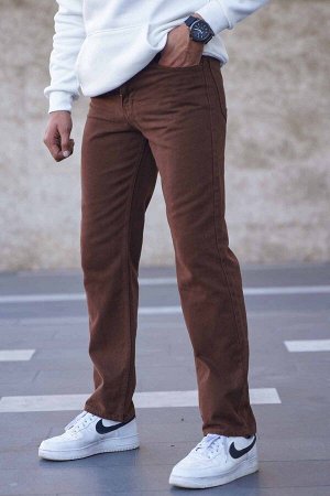 Коричневые мужские джинсовые брюки прямого кроя 6312