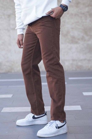 Коричневые мужские джинсовые брюки прямого кроя 6312