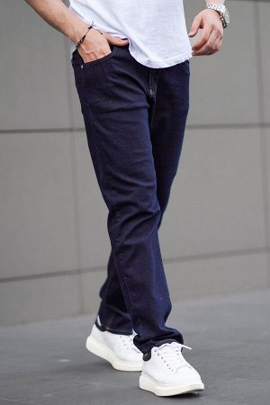 Темно-синие мужские джинсовые брюки прямого кроя Джинсы 6856