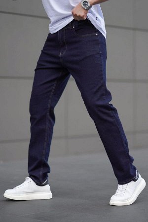 Темно-синие мужские джинсовые брюки прямого кроя Джинсы 6856