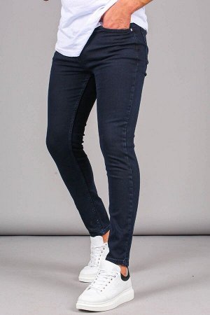 Мужские джинсовые брюки скинни из супер лайкры темно-синего цвета 6302