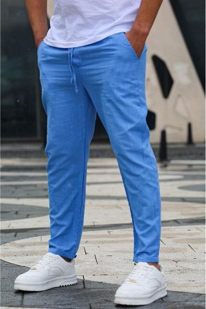Синие мужские базовые брюки из муслиновой ткани 5491