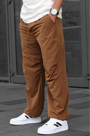 Коричневые мужские брюки-парашюты стандартного кроя 6504