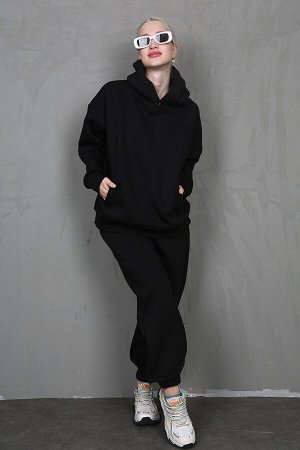 Черный женский спортивный костюм оверсайз с капюшоном MG1905 TYC4CLXXTN169453701217782
