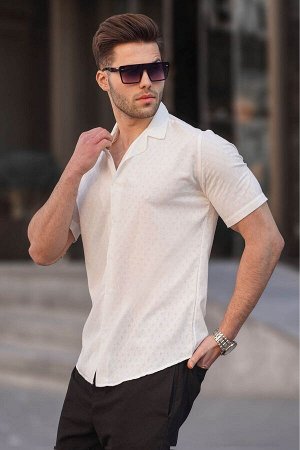 Белая мужская рубашка Slim Fit с коротким рукавом из 100% хлопка 5585
