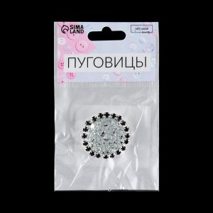 Арт Узор Пуговица декоративная, d = 30 мм, цвет серебряный/чёрный