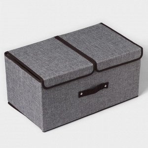 Короб стеллажный для хранения с двойной крышкой Доляна «Тэри», 49x29x24 см, цвет серый