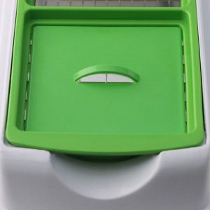 Тёрка с лотком Доляна «Фреш Флеш», 7 насадок, 27x10x12 см, цвет зелёный, белый