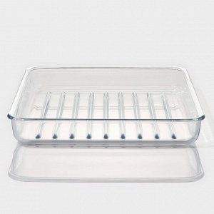 Форма для запекания и выпечки Доляна, 3 л, 34.5x28.5x4.6 см, жаропрочное стекло, прозрачная
