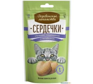 Дерев. лакомство для КОШЕК  "СЕРДЕЧКИ" улучшают пищеварение и метаболизм  30 гр. НОВИНКА!!!