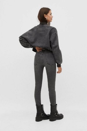 Женские темно-серые джинсы с высокой талией 04800218
