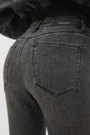 Женские темно-серые джинсы с высокой талией 04800218