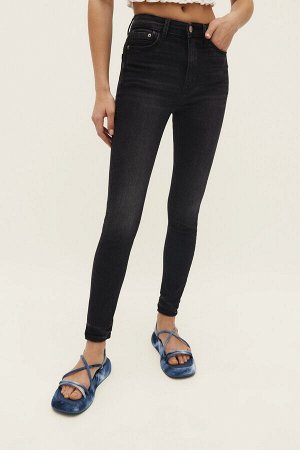 Женские серые джинсы скинни с высокой талией 04800700