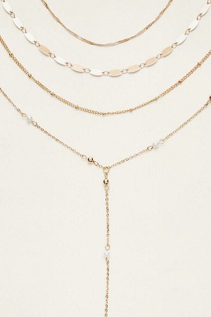 Набор из 4 ожерелья-лариата с искусственным жемчугом 03135504