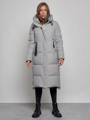 MTFORCE Пальто утепленное молодежное зимнее женское серого цвета 52351Sr