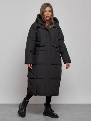MTFORCE Пальто утепленное молодежное зимнее женское черного цвета 52396Ch