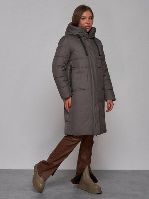 MTFORCE Пальто утепленное молодежное зимнее женское темно-серого цвета 52331TC