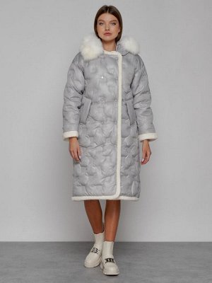 MTFORCE Пальто утепленное с капюшоном зимнее женское светло-серого цвета 132290SS