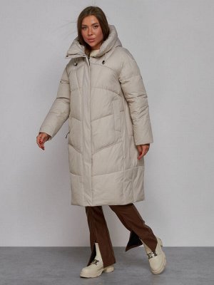 MTFORCE Пальто утепленное молодежное зимнее женское светло-серого цвета 52326SS