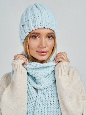 Женский комплект с шерстью на флисе (шапка+шарф)