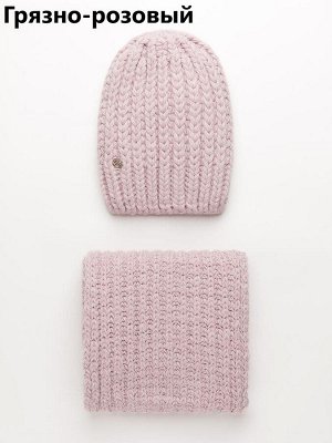 Женский комплект с шерстью на флисе (шапка+шарф)