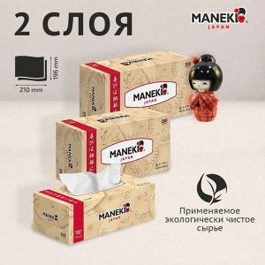 Салфетки бумажные "Maneki" KABI, 2 слоя, белые, 250 шт./коробка