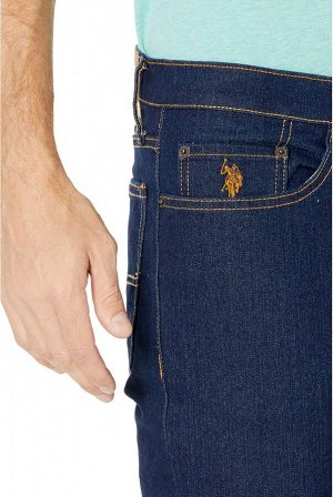 U.S. POLO ASSN. Stretch Slim Straight Five-Pocket Denim Jeans in Blue Rinse