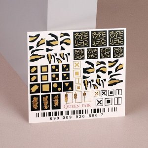 Слайдер - дизайн для ногтей «Нестандарт», металлизированные, цвет золотистый/чёрный