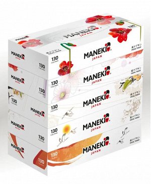 Салфетки бумажные "Maneki", серия Sumi-e, 2 слоя, белые, 130 шт./коробка