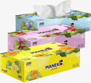 Салфетки бумажные "Maneki" Dream 2 слоя, белые, 200 шт./коробка