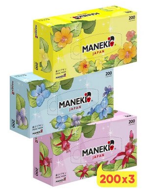 Салфетки бумажные "Maneki" Dream 2 слоя, белые, 200 шт./коробка