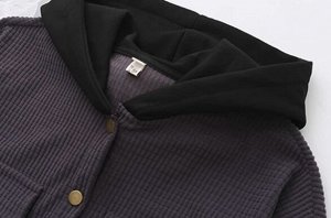 Рубашка свободная с капюшоном из трикотажной текстурной ткани, серый