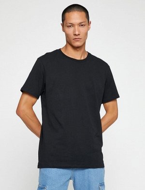 Базовая футболка Slim Fit с круглым вырезом и короткими рукавами, хлопок