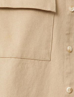 Рубашка из парусины оверсайз с принтом из хлопка с классическим воротником и карманами