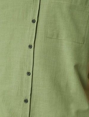 Летняя рубашка с коротким рукавом и карманом с классическим воротником