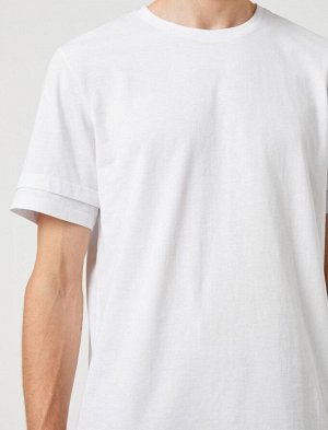 Базовая футболка с круглым вырезом и детальными рукавами