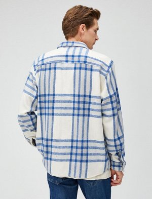 Клетчатая куртка-рубашка для колледжа с классическим воротником и вышитым карманом