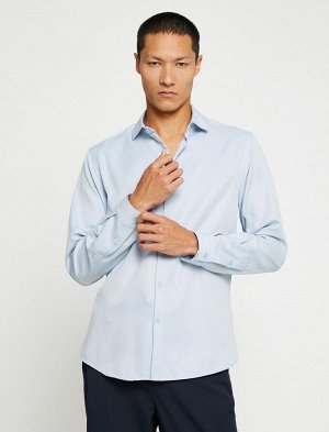 Базовая рубашка Классический воротник с манжетами Длинный рукав Без железа