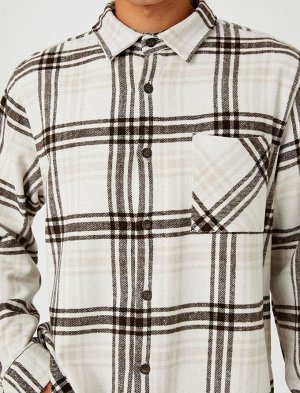 Клетчатая рубашка лесоруба с карманом и классическим воротником на пуговицах