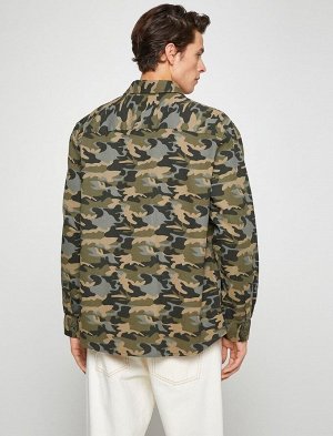 Камуфляжная куртка-рубашка с классическим воротником и карманом