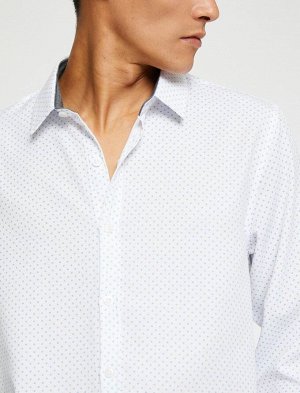 Базовая рубашка Классический воротник с длинным рукавом Приталенный крой Без железа
