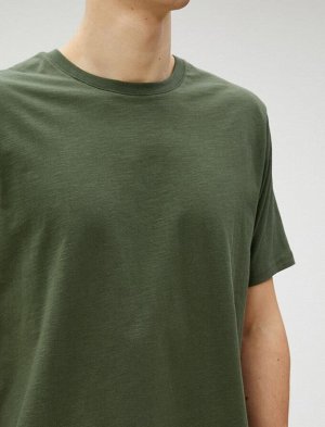 Базовая футболка с коротким рукавом и круглым вырезом, хлопок