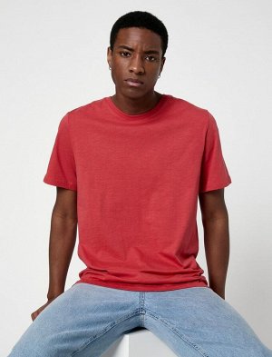 Базовая футболка с коротким рукавом и круглым вырезом, хлопок