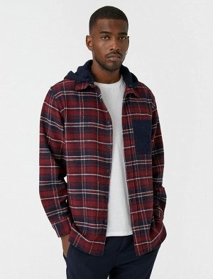 Рубашка Lumberjack с капюшоном и карманами, длинными рукавами