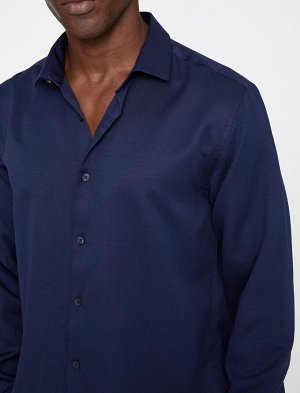 Базовая рубашка Классический воротник с манжетами Длинный рукав Без железа