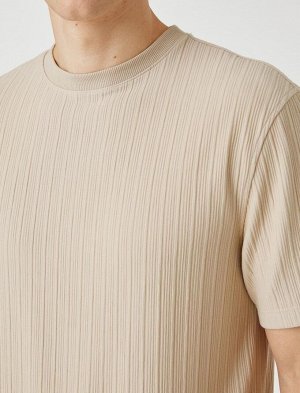 Базовая футболка С принтом и короткими рукавами с круглым вырезом Хлопок в рубчик