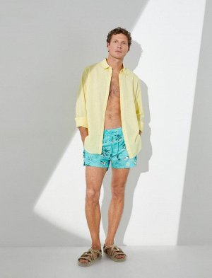Короткие шорты для плавания на летнюю тематику с карманом на талии и шнуровкой
