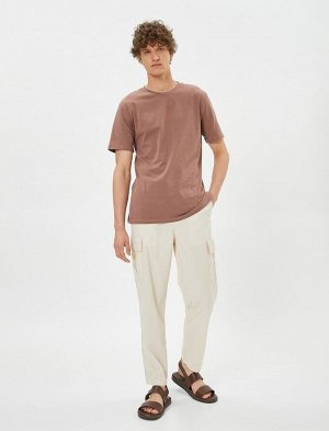Хлопковые брюки-карго с кружевной талией и карманами