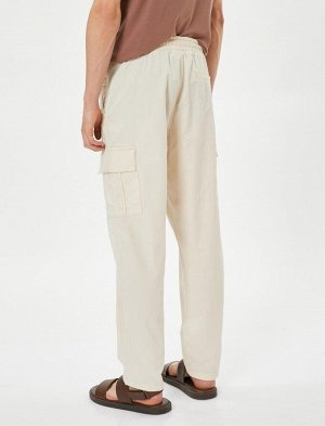 Хлопковые брюки-карго с кружевной талией и карманами
